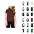 thumbnail image 1 of Half Zip Sweatshirts for Girls Boys Long Sleeve Stand Collared Thumb Hole Plain Sweatshirt with Pockets Pullover Tops, 1 of 4