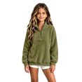 thumbnail image 1 of Half Zip Sweatshirts for Girls Kids Fuzzy Sherpa Long Sleeve Kids Pullover Cute Casual Fleece Girls Sweatshirts, 1 of 4
