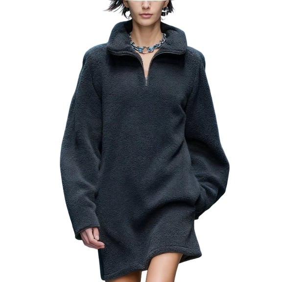 Half Zip Tennis Dress, Solid Color Sleeveless Belted Short Bodycon Dress, Sporty Chic for Gym, Casual Wear & Street Style Black XL