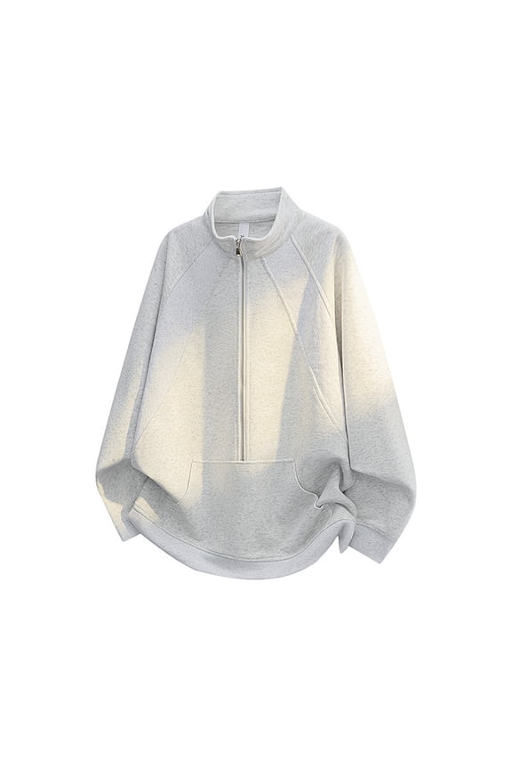 Half-Zipper Stand-Up Collar Long-Sleeved Sweatshirt Fashionable and Versatile Casual Top for Daily Use and Light Sports - Adjustable and Comfortable Men's Upper Garment,Light Gray,M