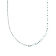 Half Zirconia 3mm Paper Clip Choker Chain Necklace H2A