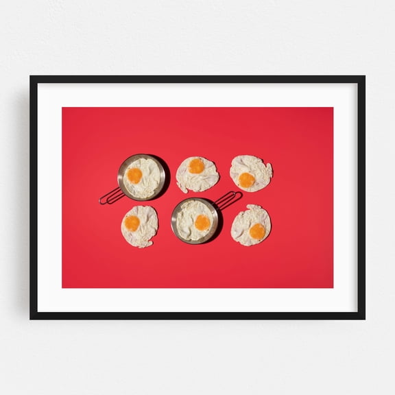 Half a dozen - Photography Breakfast Kitchen Decor Minimalist Pop Art Modern Art Humor Abstract Black Framed Wall Art Print 6 x 8 inches