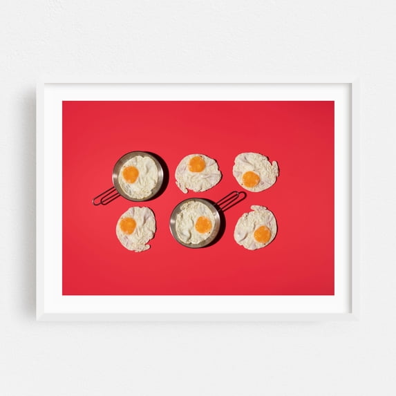 Half a dozen - Photography Breakfast Kitchen Decor Minimalist Pop Art Modern Art Humor Abstract White Framed Wall Art Print 6 x 8 inches
