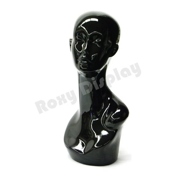 Half close eyes Female mannequin head plastic Display #TINABLACK-PS