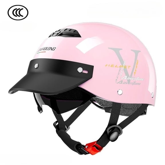 Half face helmet, bicycle helmet with retractable sun visor, lightweight ABS shell detachable and washable lining, unisex