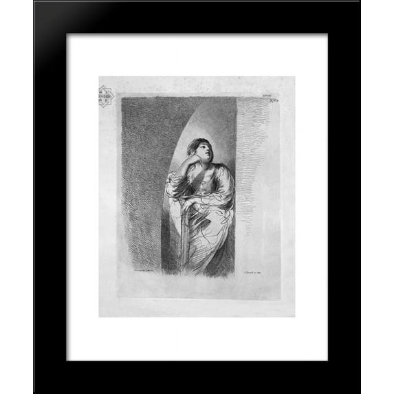 Half figure of seated woman, her face resting on his right hand 20x24 Framed ...