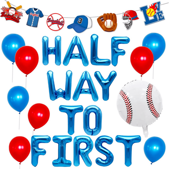 Half way to first Baseball Balloons Half way to one Baseball Decoration Half Birthday Decoration Boy 6 months Birthday