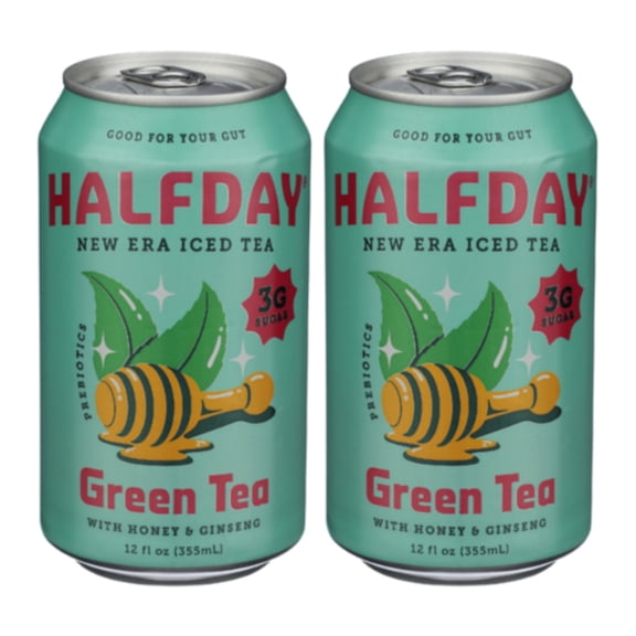 Halfday Iced Green Tea with Honey & Ginseng, 12 fl oz Cans (2 Pack)