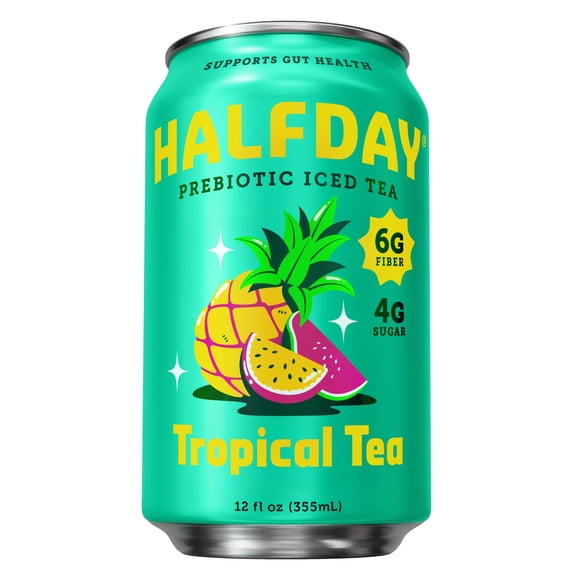 Halfday Prebiotic Tropical Iced Tea Drink, 6g Fiber, 12 fl oz Single Can