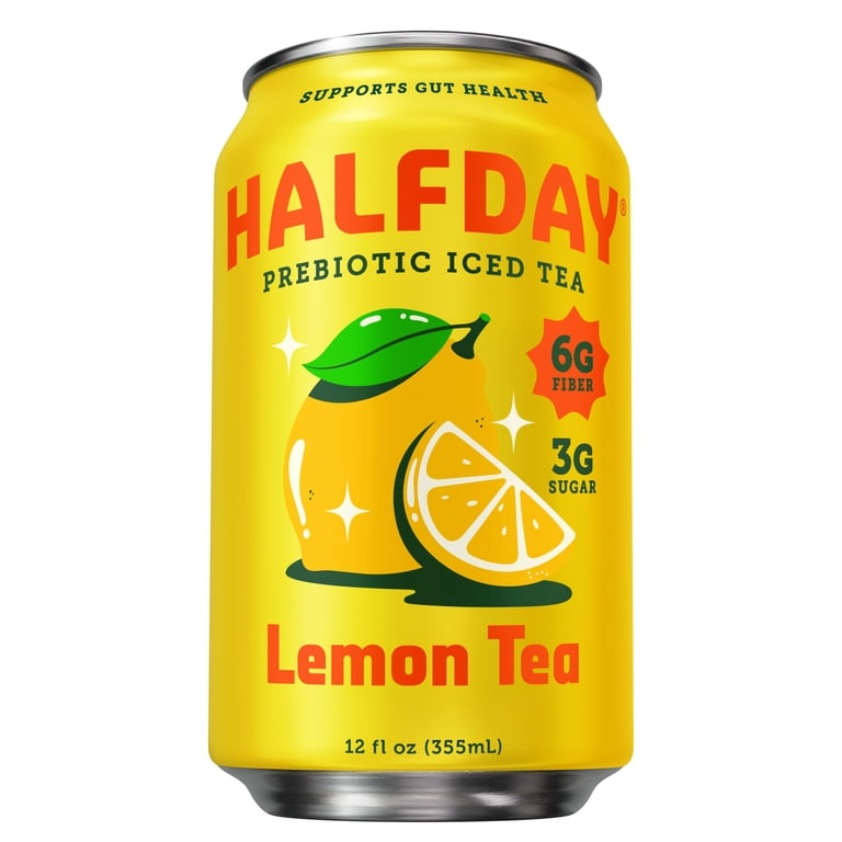 Halfday Prebiotic Lemon Iced Tea, 6g Fiber, 3g Sugar, 35 Cal, 12