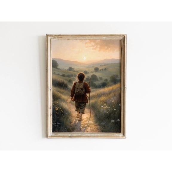 Halfling Leaving Home Fantasy Power Ring Landscape Fellowship Wall Art