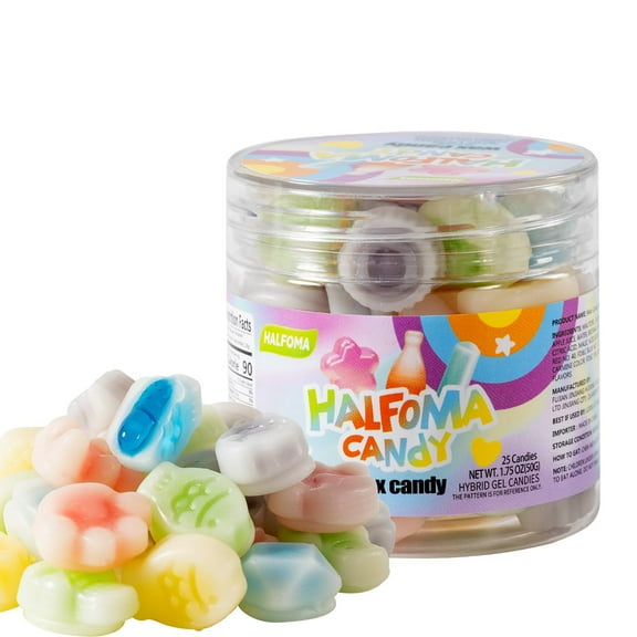 Halfoma Wax Bottle Chewable BCF26 Candy, with Various Fruit-flavored Syrups in the Middle, Canned, 50g, 25candies