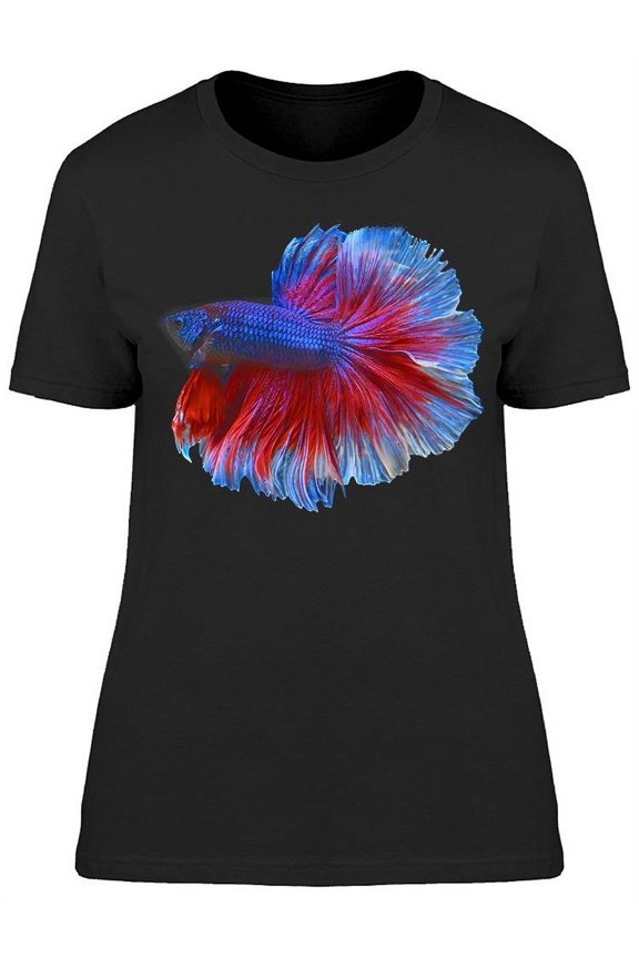 Halfoom Siamese Blue/Red Betta T-Shirt Women -Image by Shutterstock, Female Small