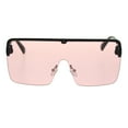 thumbnail image 1 of Halfrim Oversize Square Rectangular Shield Racer Sunglasses Black Pink, 1 of 4