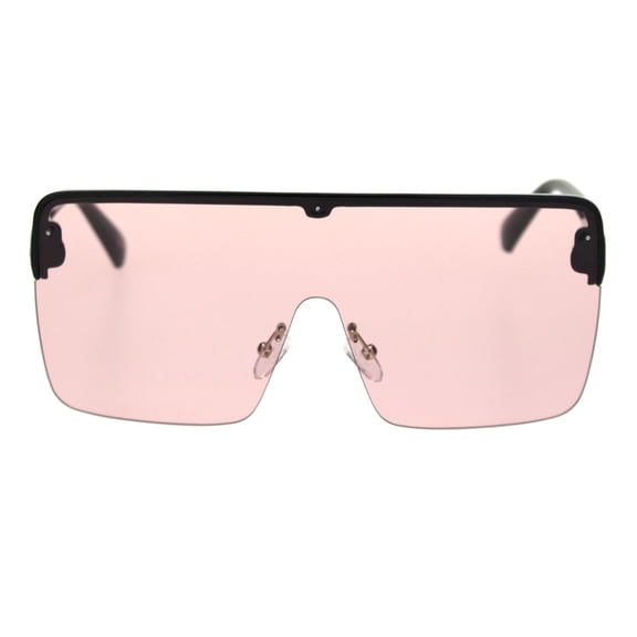 Halfrim Oversize Square Rectangular Shield Racer Sunglasses Black Pink