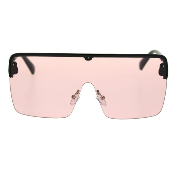 Halfrim Oversize Square Rectangular Shield Racer Sunglasses Black Pink