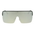 thumbnail image 1 of Halfrim Oversize Square Rectangular Shield Racer Sunglasses Matte Black Silver Mirror, 1 of 4