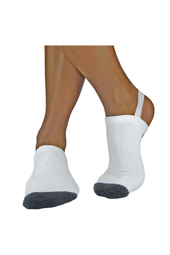 -Men's Casual Cotton No Show Half Socks White/Gray Toe (Large/XLarge) (One Pair)