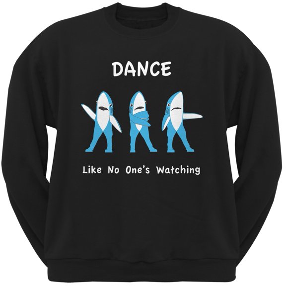 Halftime Left Shark Dancing Black Adult Crew Neck Sweatshirt - Large