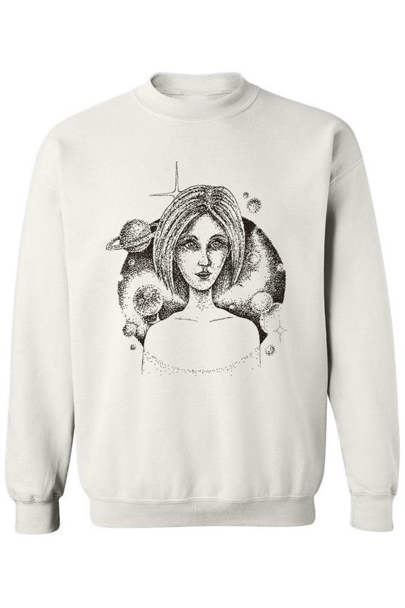 Halftone Girl In Space Design  Sweatshirt Men -Image by Shutterstock, Male 4X-Large