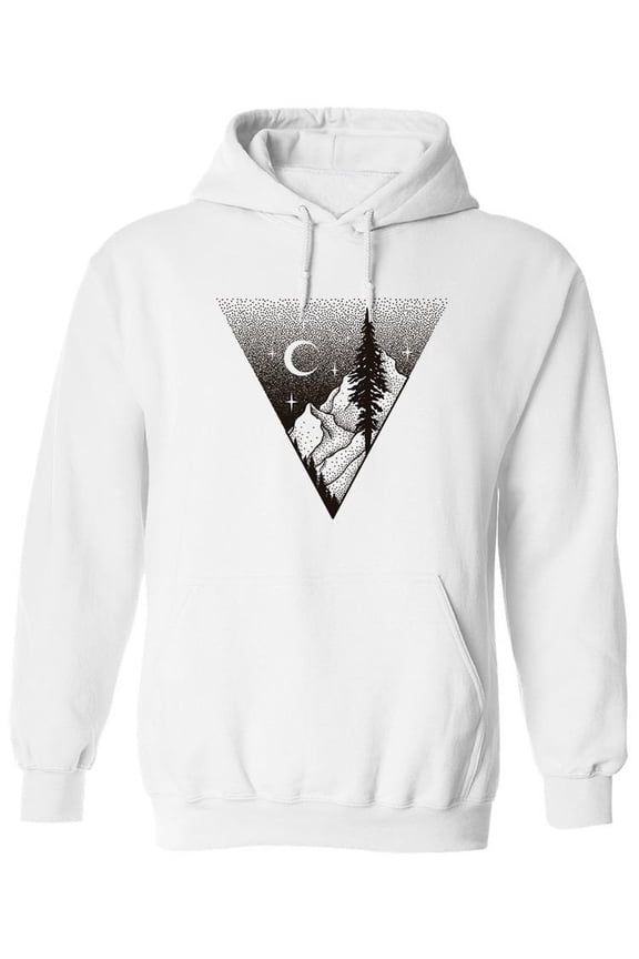 Halftone Landscape Design Hoodie Men - Men Hoodie, White, 3XL