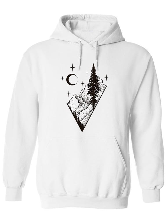 Halftone Mountains Landscape Hoodie Men -Image by Shutterstock, Male x-Large