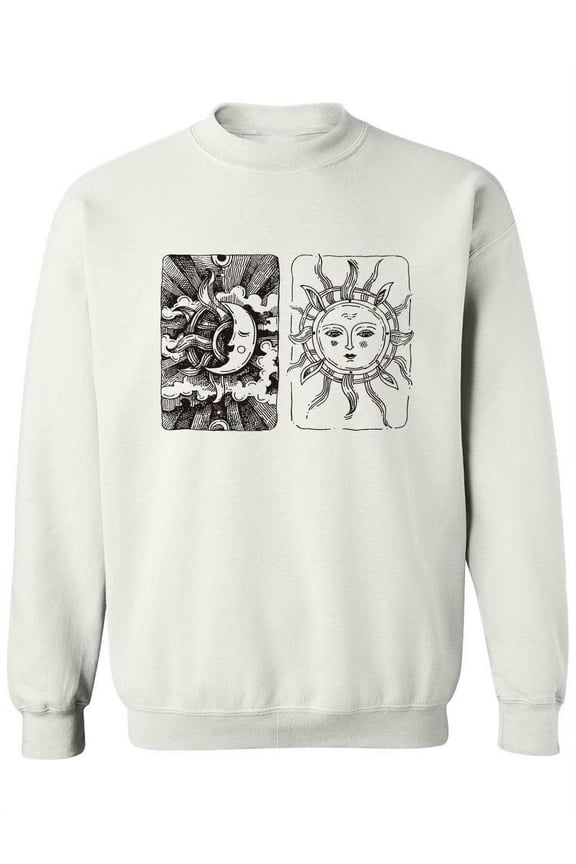 Halftone Sun And Moon Design Sweatshirt Women -Image by Shutterstock, Female 4X-Large