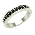 thumbnail image 1 of Halfway Semi-Eternity Black Diamond Wedding Ring / Band Comfort Fit 14K White Gold, 1 of 5