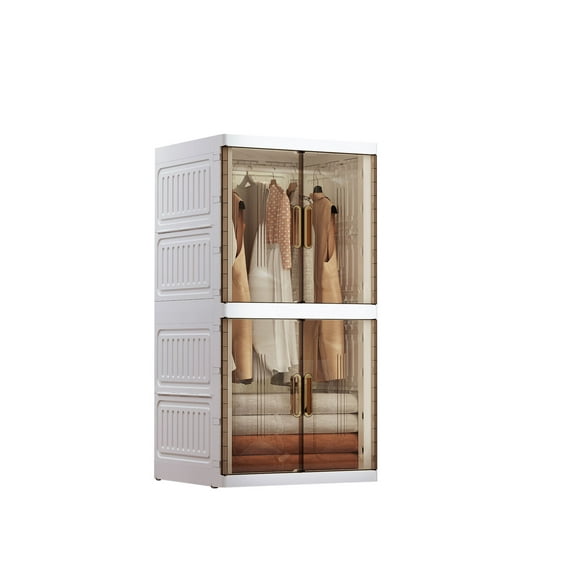 Halicool Foldable 2-Compartment Wardrobe Closet with Wheels