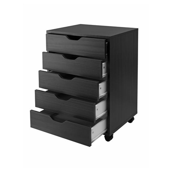 Halifax 5 Drawer Cabinet - Mobile Storage Cart for Office, Closet, Kitchen - Black