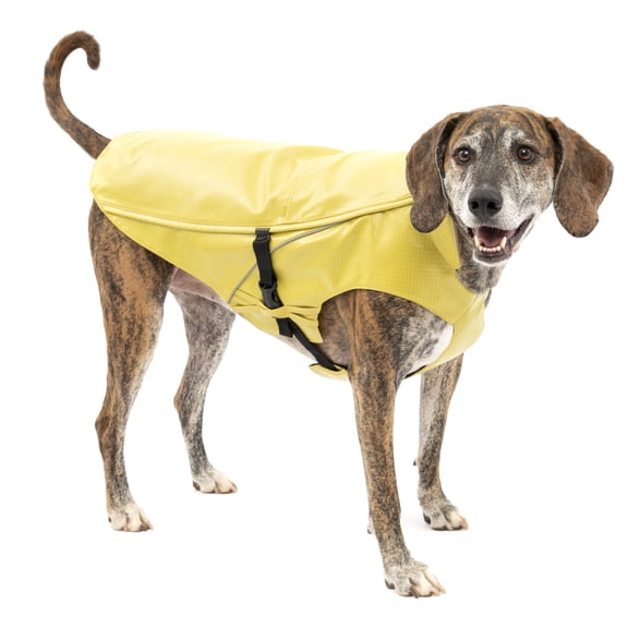 Kurgo Halifax Rain Shell, Slicker Yellow, Large | Waterproof Rain Jacket for Dogs, Ideal for Rain or Sleet, Reflective Accents, Leash Opening, Quick Release Buckles