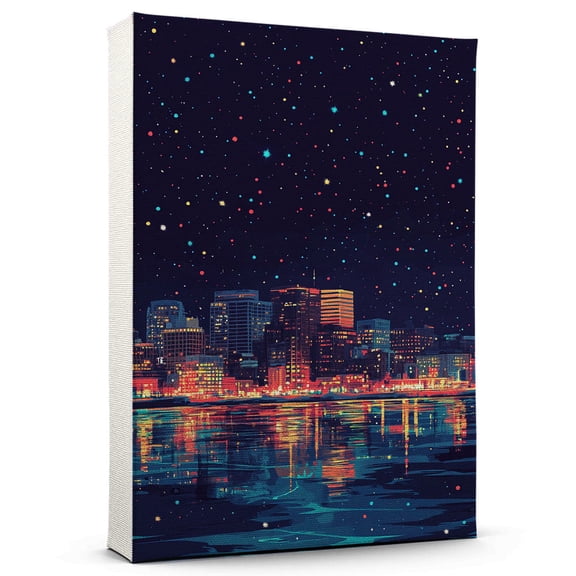 Halifax Travel Starry Night Canvas Print, Nova Scotia Canvas Wall art, Halifax Map Canvas, Nova Scotia Travel Art Picture Print -96AZ555