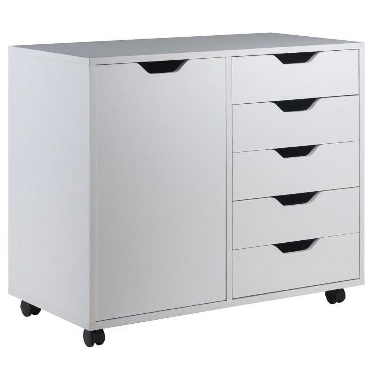 Winsome White 5-Drawer Office Cabinet with Adjustable Side Shelf