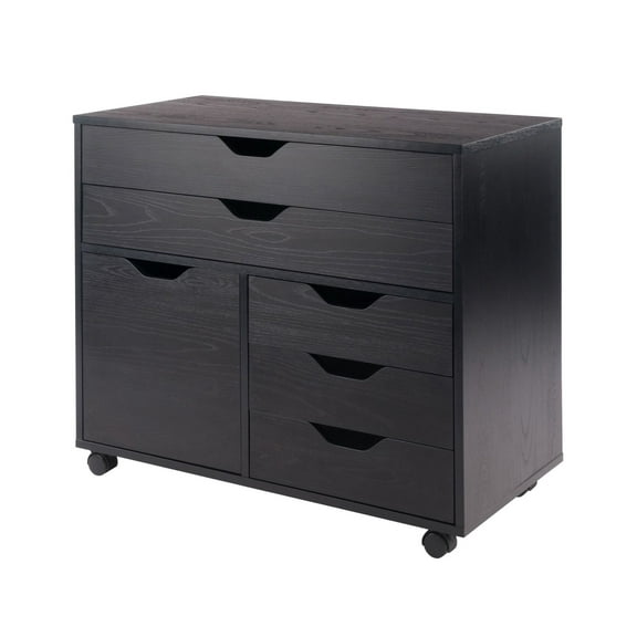 Halifax Wide Storage Cabinet; 3-Small & 2-Wide Drawers; Black