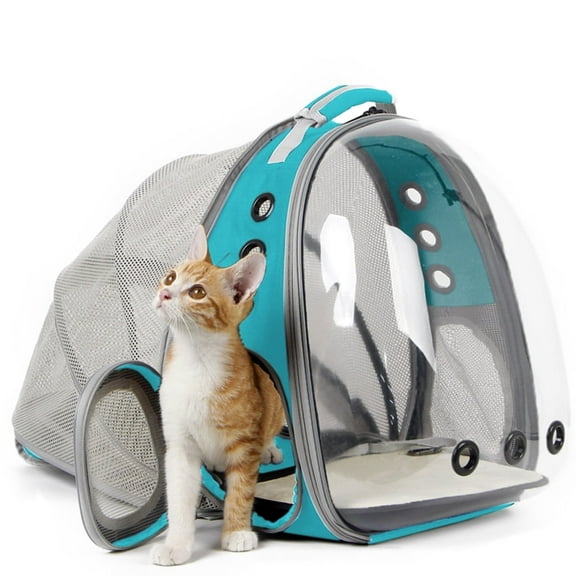 Halinfer Back Expandable Cat Backpack Carrier, Fit up to 12 lbs, Space Capsule Bubble Window Pet Carrier Backpack for Cat and Small Puppy