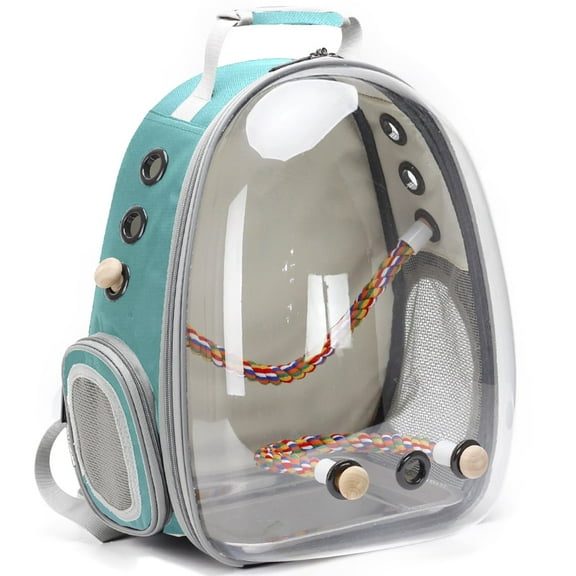 Halinfer Bird Backpack Carrier, Clear Bubble Window Bird Travel Backpack with Tray and Standing Perch
