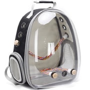 Halinfer Cockatiel Travel Cage with Stainless Steel Tray and Standing Perch, Black