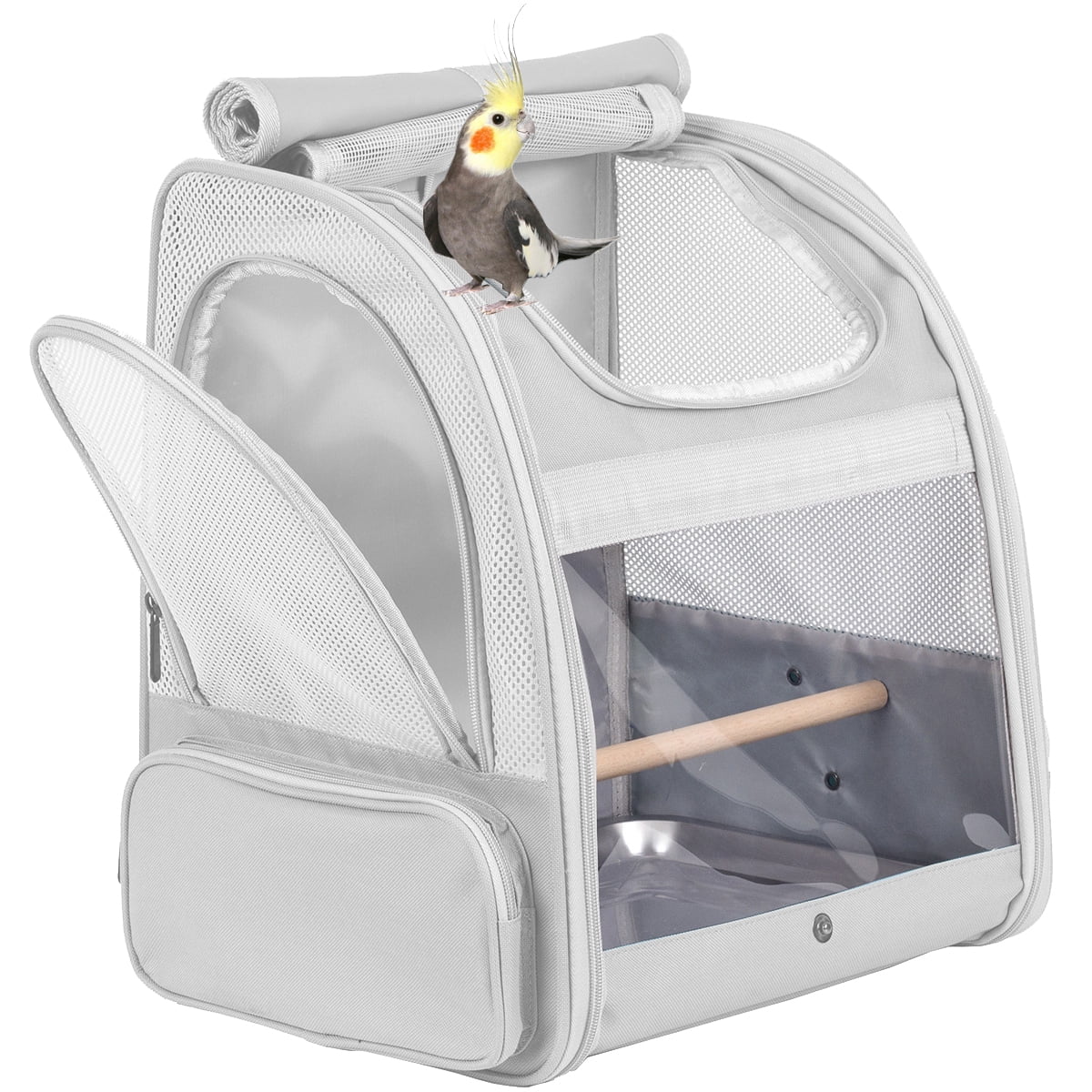 Halinfer Bird Backpack Carrier with Stand Perch, Parrot Travel Backpack