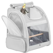 Halinfer Budgies Carrier Backpack with Stand Perch, Ventilation, Shade, Stainless Steel, Airline Approved