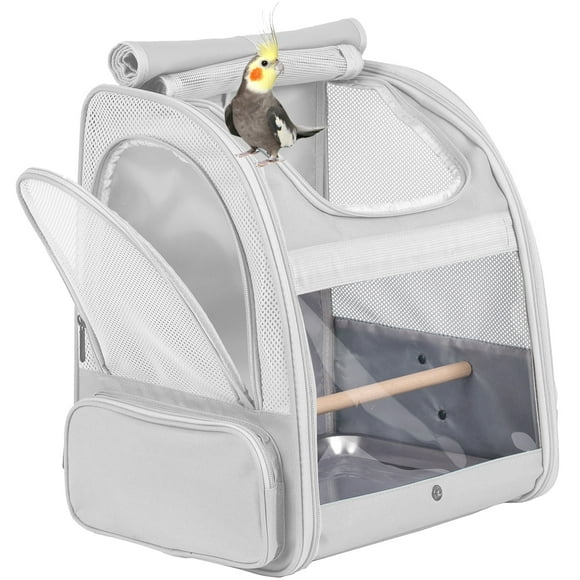 Halinfer Bird Backpack Carrier with Stand Perch, Parrot Travel Backpack for Hiking, Airline Approved Bird Backpack