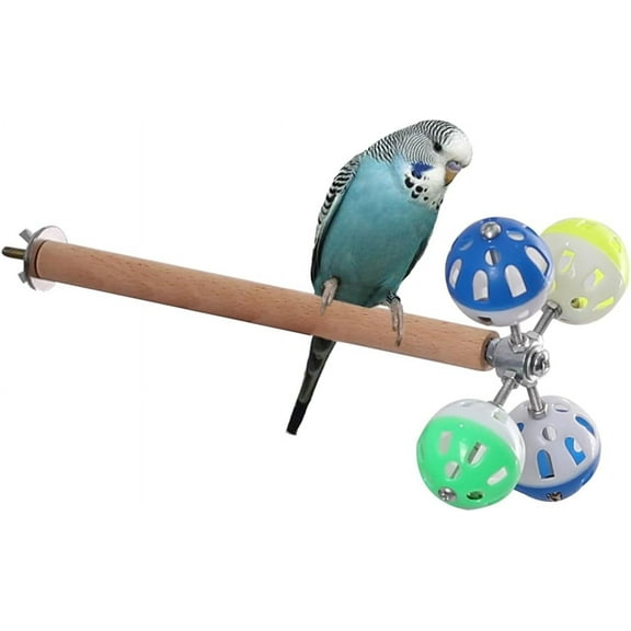 Halinfer Bird Stand Perch Toy with Rotating Balls, Small Bird Toy for Parakeet, Parrots, Cockatiels, Budgies, Budgerigars, Parrotlets, Lovebirds, Ringnecks, Conures
