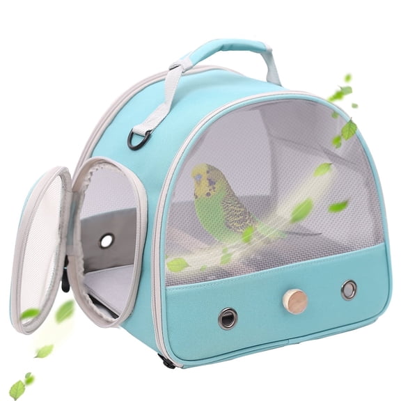 Halinfer Bird Travel Cage, Breathable Mesh Portable Small Bird Carrier for Parakeet Parrot Cockatiel with Standing Perch, Side Access Window Collapsible