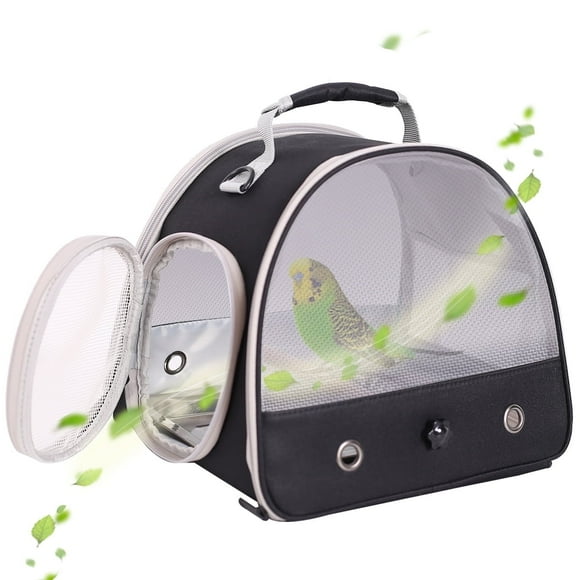 Halinfer Bird Travel Cage, Breathable Mesh Portable Small Bird Carrier for Parakeet Parrot Cockatiel with Standing Perch, Side Access Window Collapsible