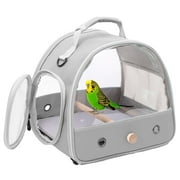 Halinfer Portable Transparent Adjustable Cockatiel Cage with Standing Perch and Side Access Window, Collapsible