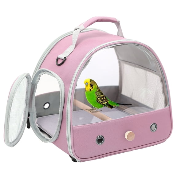Halinfer Bird Travel Carrier, Portable Small Bird Parrot Parakeet Travel box with Standing Perch and Soft Mat, Side Access Window Collapsible
