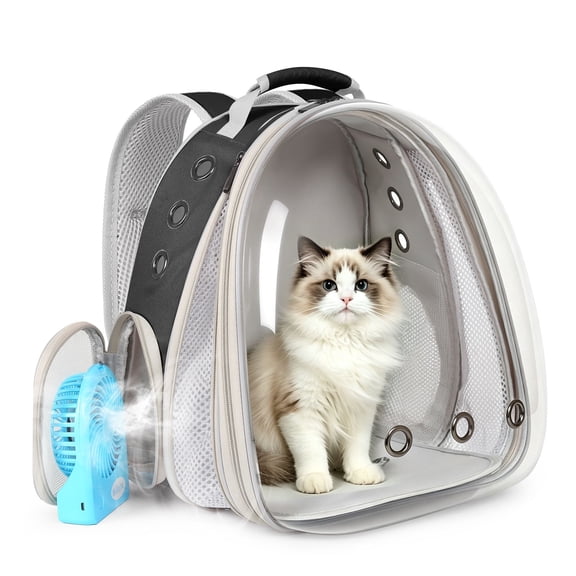 Halinfer Expandable Bubble Carry Bag Backpack Cat Carrier with Fan, Black
