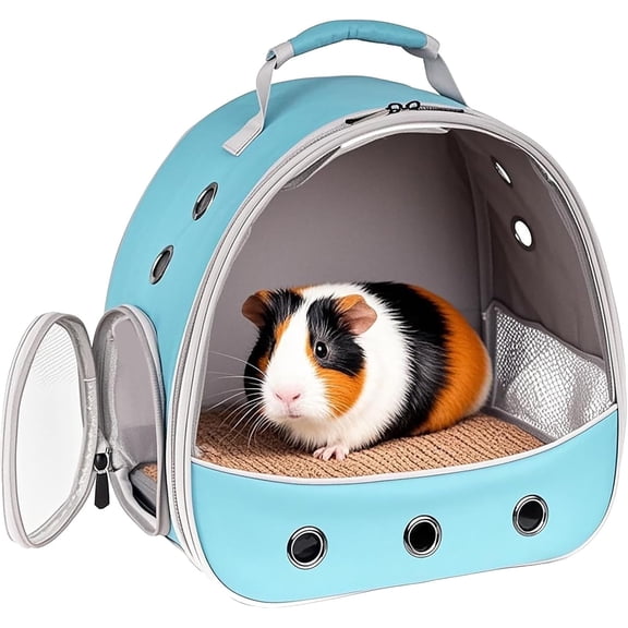 Halinfer Portable Small Animal Travel Carrier Backpack with Ventilation, Clear Window, for Guinea Pig, Birds, Hamster