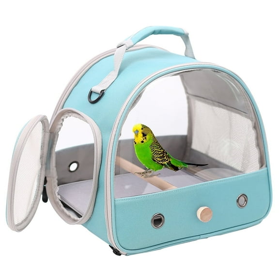 Halinfer Small Bird Cage, Portable Bird Parrot Parakeet Carrier with Standing Perch, Side Access Window Collapsible Green