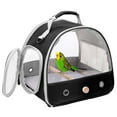 thumbnail image 1 of Halinfer Transparent Portable Adjustable Cockatiel Bird Carrier Bag with Perch & Tray, Side Window, Collapsible, Black, 1 of 5