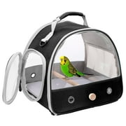 Halinfer Transparent Portable Adjustable Cockatiel Bird Carrier Bag with Perch & Tray, Side Window, Collapsible, Black